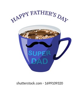 Feliz día del padre, una felicitación por la taza de café. La mejor postal de papá.