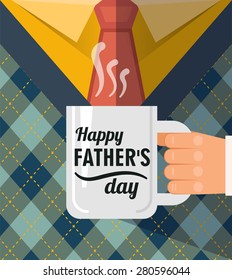 Happy father's day , a coffee cup congratulation. Best dad postcard. 	