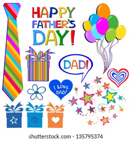 Happy Father's day. Collection of design elements isolated on White background. vector illustration