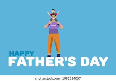 Happy father's day colorful banner. Illustration in flat style.