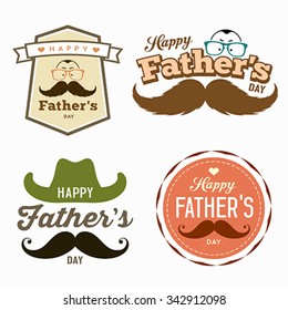 Happy Father's day colorful labels logo set concept design background, vector illustration