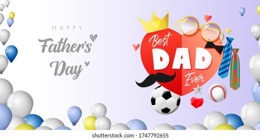 Happy father's day colorful postcard. Happy Fathers Day creative congrats with calligraphic elements. Dad is my king poster. Best dad ever. Brush calligraphy. Isolated abstract graphic design template