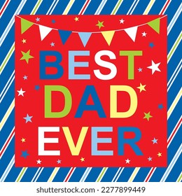 Happy father's day with colorful text and stars