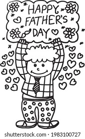 HAPPY FATHER'S DAY COLORING PAGE,FATHER'S DAY VECTOR,