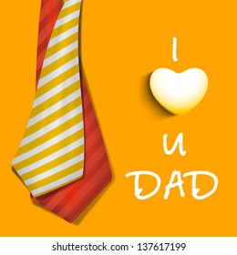 Happy Fathers Day concept banner, flyer or poster design with neckties and text I Love You Dad on yellow background.