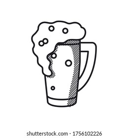 Happy fathers day concept, beer glass icon over white background, line style, vector illustration