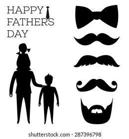 Happy Father's Day concept black and white style with beard and mustache. vector illustration