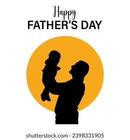 Happy Father's Day Concept. Father's day celebrated every year third Sunday in June. A father throws his child into the sky with the sunny background.