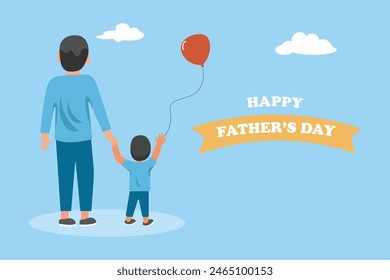 Happy father's day concept. Colored flat vector illustration isolated.