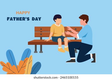 Happy father's day concept. Colored flat vector illustration isolated.