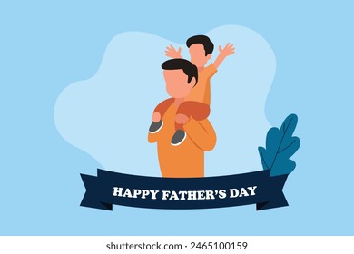 Happy father's day concept. Colored flat vector illustration isolated.