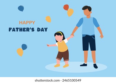 Happy father's day concept. Colored flat vector illustration isolated.