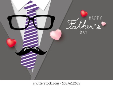 Happy father's day concept design of necktie and glasses with mustache vector illustration