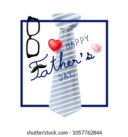 Happy fathers day concept design of necktie and glasses with mustache vector illustration