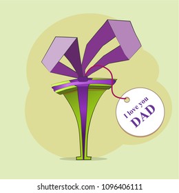 Happy father's day concept design gift box with vector illustration. Greeting card - love you DAD.