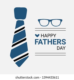 Happy Father's Day Concept design. Blue Tie And Glass. Vector Illustration.Fathers Day Lettering. Happy Fathers Day, Best Dad, Love You Dad.