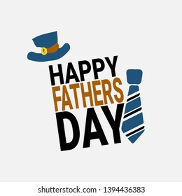 Happy Father's Day Concept design. Blue Tie And Hat. Vector Illustration.Fathers Day Special Lettering. Happy Fathers Day, Best Dad, Love You Dad,King Dad.