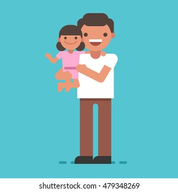 Happy Father's Day concept. Father and daughter. Smiling characters. Vector flat illustration