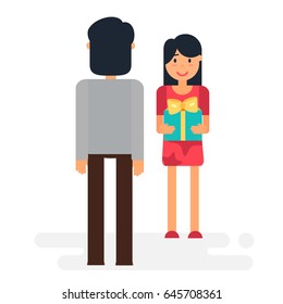 Happy Fathers Day concept with happy father and his daughter. Vector