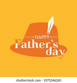 Happy Father's day concept. Flat minimal simple style. Greeting text in fedora hipster hat icon. Dad holiday card background. Men fest party celebration design. Vector web banner, sticker template