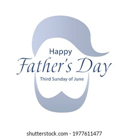 Happy Father's Day concept isolated on white background. The face of a bearded man. For holiday banner, poster. Vector illustration.