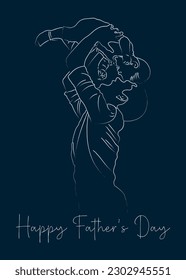 Happy Fathers Day Concept Line Art. Daddy Throwing Baby in the Air.