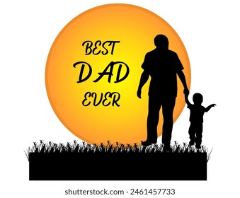 Feliz Día del Padre concepto con la silueta de padre y su hijo y texto Mejor papá nunca