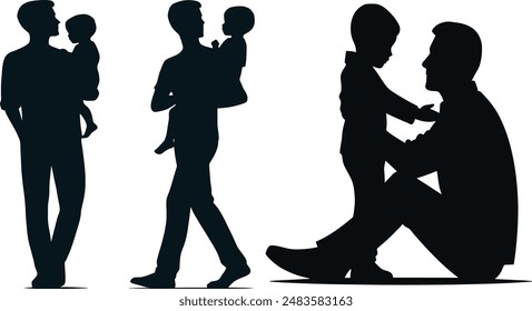 Happy fathers day concept with silhouette design