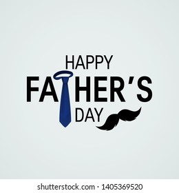 Happy fathers day concept. Simple vector typography with tie and mustache for designs, greeting cards, banners etc.