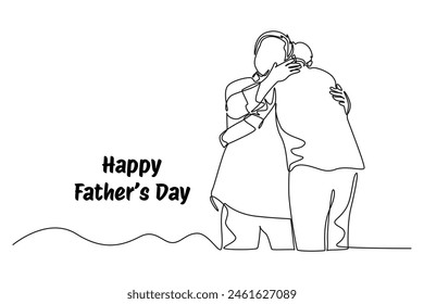 Happy father's day Concept. Single line draw design vector graphic illustration.