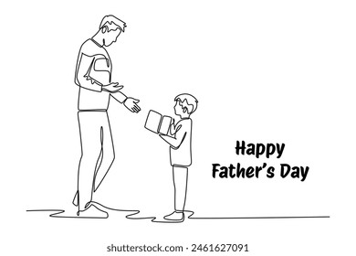 Happy father's day Concept. Single line draw design vector graphic illustration.