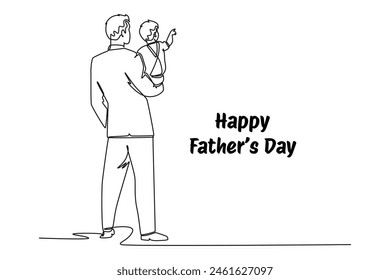 Happy father's day Concept. Single line draw design vector graphic illustration.