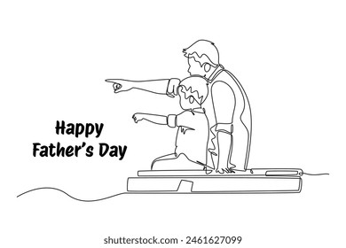 Happy father's day Concept. Single line draw design vector graphic illustration.