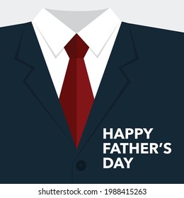 Happy Father's Day concept template for greeting card, flyer, banner, invitation, congratulation, poster design with business work suit and red tie. Editable vector illustration EPS 10.