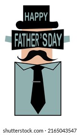 Happy Father's Day concept vector with tie, hat, mustache, suit. Beautiful illustration design for social media post, website banner, poster, brochure, card, flyer, promotion, sale.