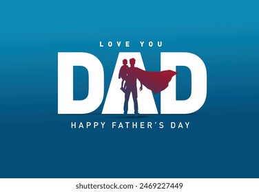 Happy Father's day concept vector background. Father giving son ride on back. Father and son with text happy father's day.