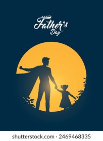 Happy Father's day concept vector background. Father giving son ride on back. Father and son with text happy father's day.