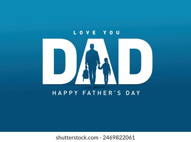 Happy Father's day concept vector background. Father giving son ride on back. Father and son with text happy father's day.