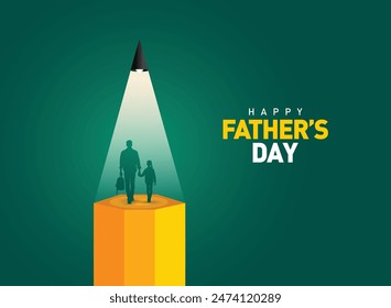 Happy Father's day concept vector background. Father and kid with text happy father's day.