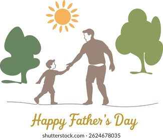 Happy Father's day concept vector background. Father giving son ride on back. Father and son with text happy father's day