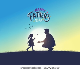Happy Father's day concept vector background. Father and kid with text happy father's day.