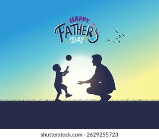 Happy Father's day concept vector background. Father and kid with text happy father's day.
