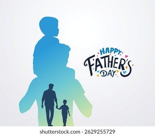 Happy Father's day concept vector background. Father and kid with text happy father's day.