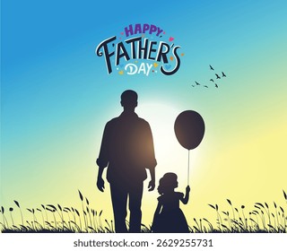 Happy Father's day concept vector background. Father and kid with text happy father's day.