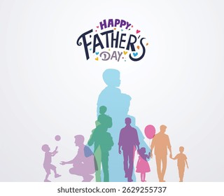 Happy Father's day concept vector background. Father and kid with text happy father's day.