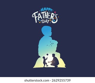 Happy Father's day concept vector background. Father and kid with text happy father's day.