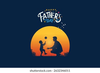 Happy Father's day concept vector background. Father and kid with text happy father's day.