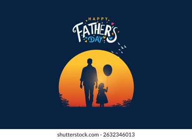 Happy Father's day concept vector background. Father and kid with text happy father's day.