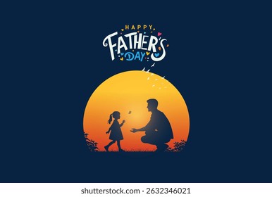 Happy Father's day concept vector background. Father and kid with text happy father's day.