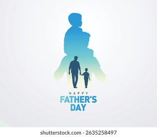 Happy Father's day concept vector background. Father and kid with text happy father's day.
